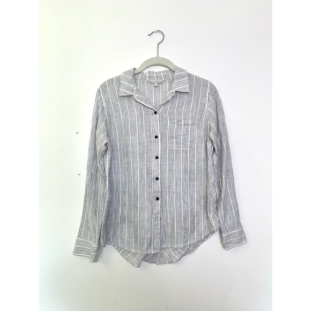 Lucky Brand Striped Cotton Button Down Shirt XS Long Sleeve Top Casual Summer